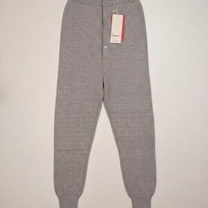 NEW Cashmere Blend Men's Ribbed Knit Joggers Medium Heathered Taupe Lounge Pants